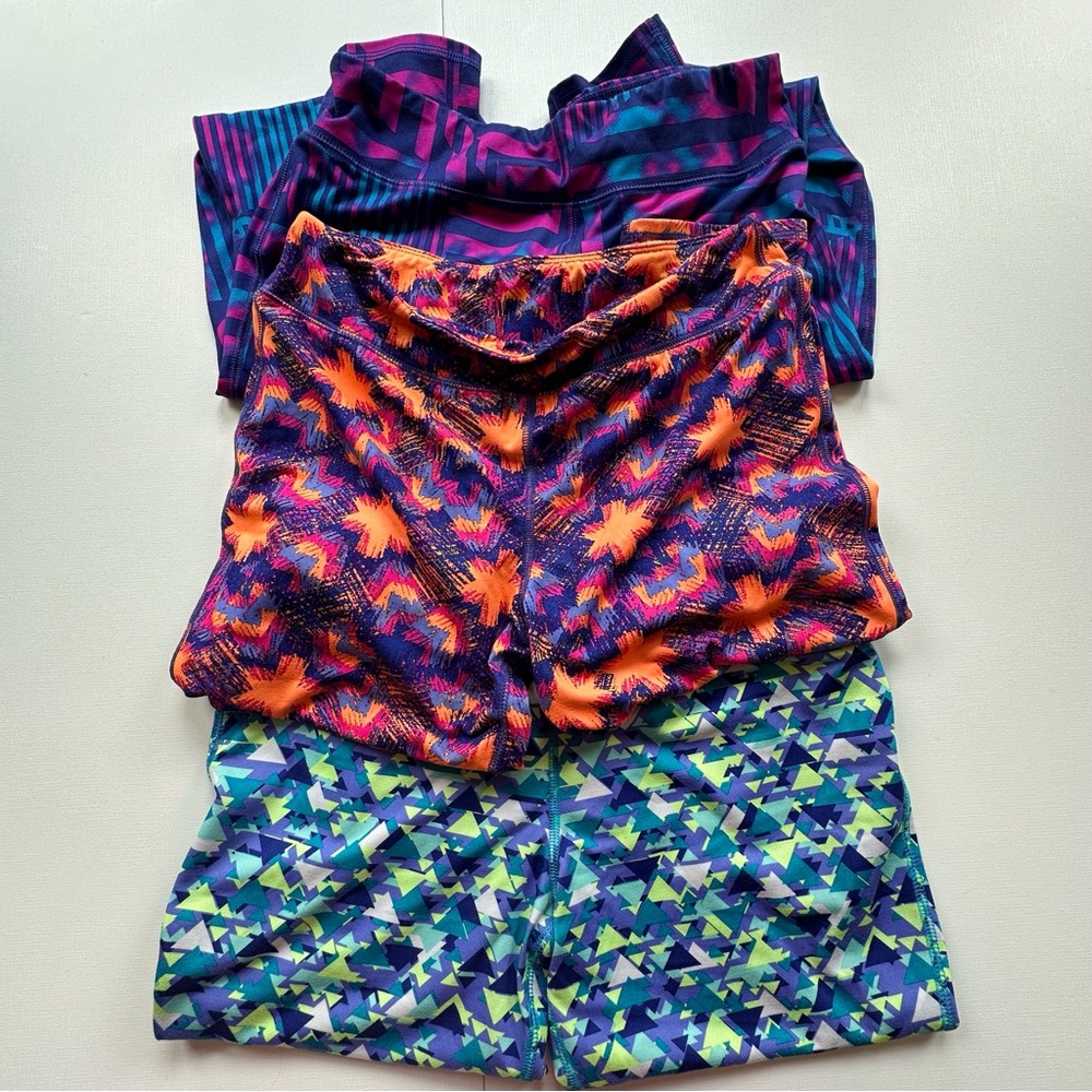 Lot of 3 MTA Sports colorful fun athletic casual leggings girls XL 14/16